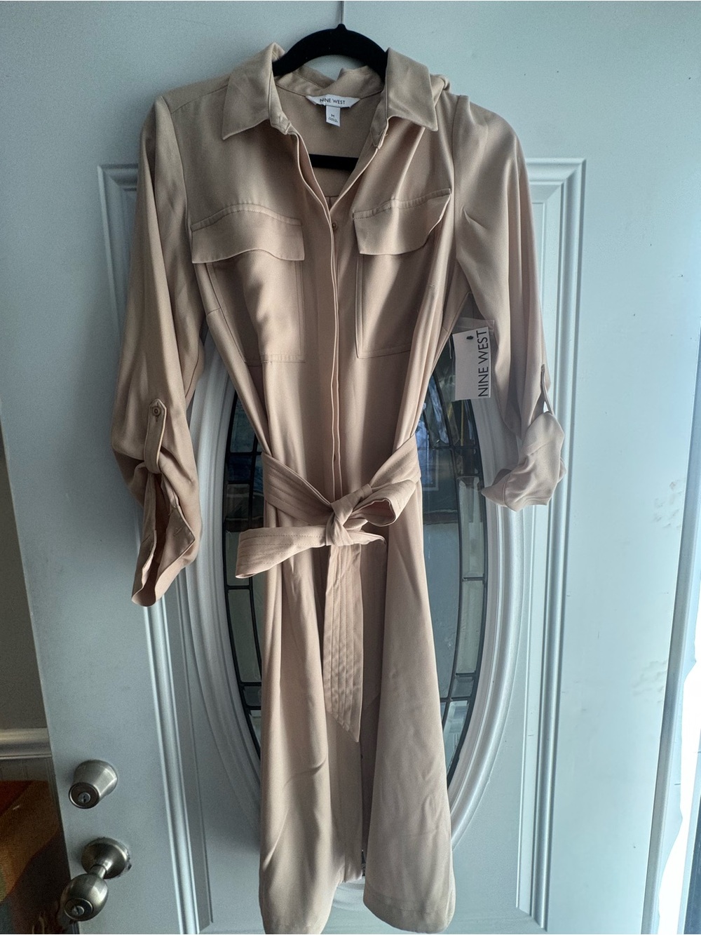 NWT Nine West Women’s M Mocha Midi Shirt Dress Belted $50
